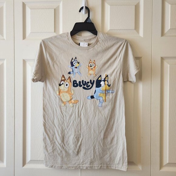 Men's Bluey Family Short Sleeve Crewneck T-Shirt - Beige S 100% Cotton NWT - Picture 1 of 7